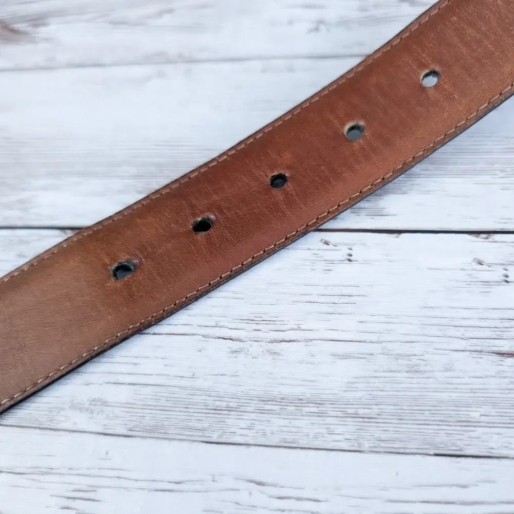 Vintage 90's Torino Embossed Italian Kipskin Leather Belt Black 36 USA Made 4200